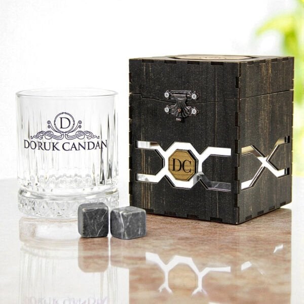 Club Ella Ahşap Kutulu Viski Seti | Kişiye Özel Baskılı & Şık Hediye