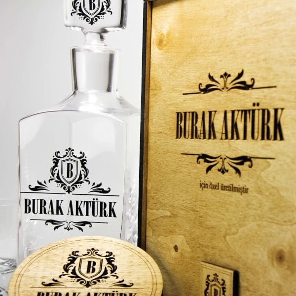 Bloom Glench Ahşap Kutulu Kişiye Özel Paşabahçe Viski Seti