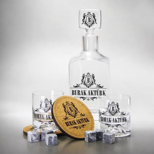 Bloom Glench Ahşap Kutulu Kişiye Özel Paşabahçe Viski Seti