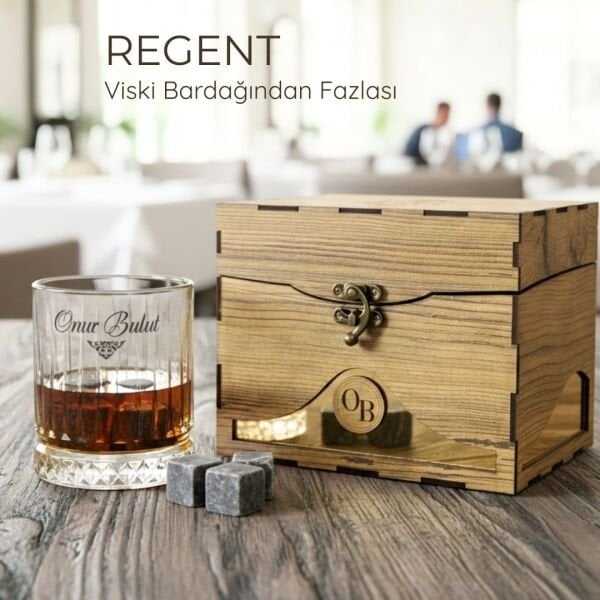 Regent VIP Ahşap Kutulu Paşabahçe Viski Bardağı
