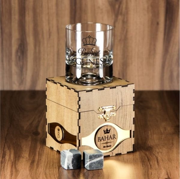 Gold Ahşap Kutulu Kral Kraliçe Set