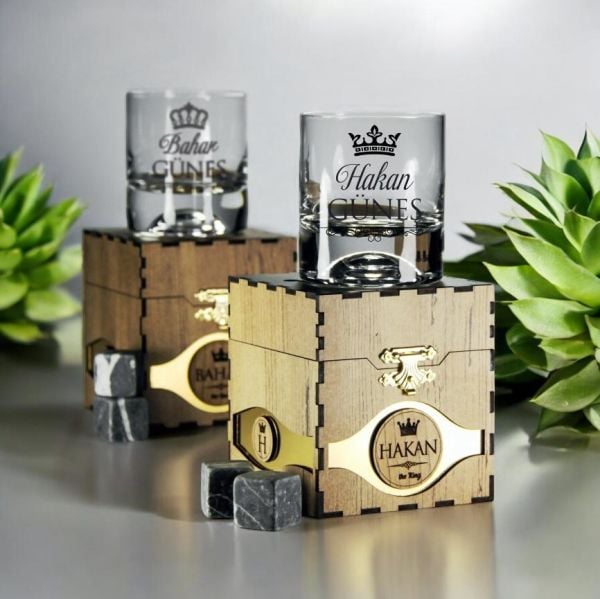 Gold Ahşap Kutulu Kral Kraliçe Set