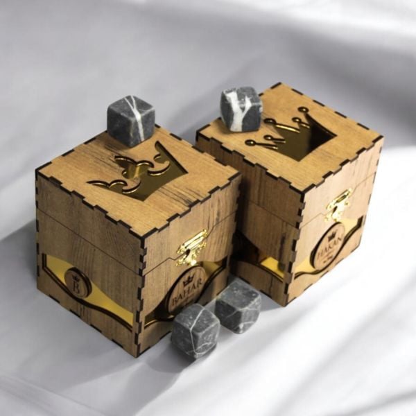 Gold Ahşap Kutulu Kral Kraliçe Set