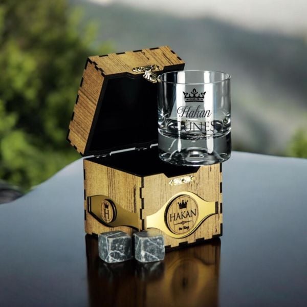 Gold Ahşap Kutulu Kral Kraliçe Set