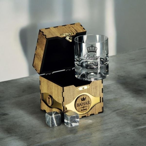 Gold Ahşap Kutulu Kral Kraliçe Set