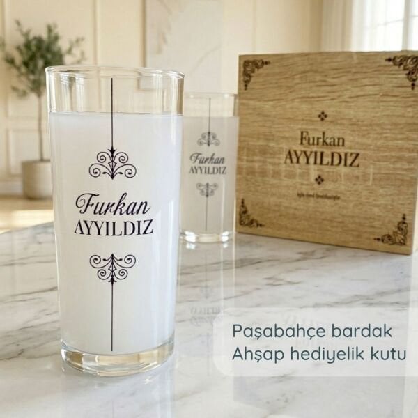 Ahşap Kutulu 2'li Rakı Bardağı Set