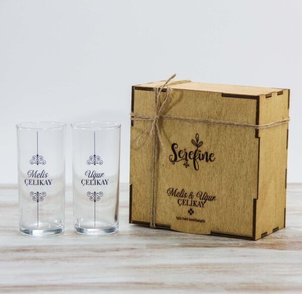 Ahşap Kutulu 2'li Rakı Bardağı Set