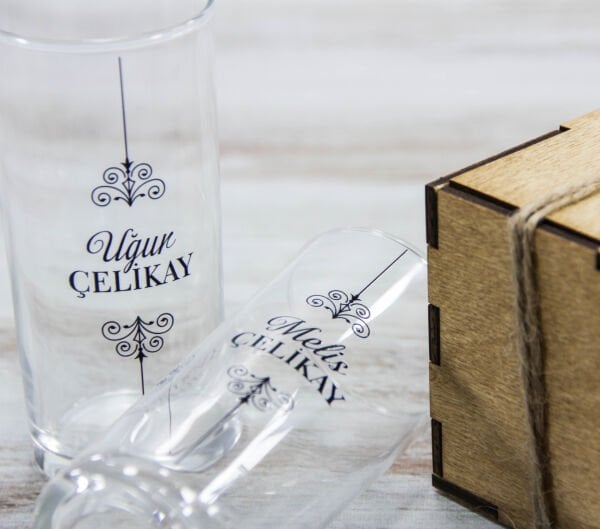 Ahşap Kutulu 2'li Rakı Bardağı Set