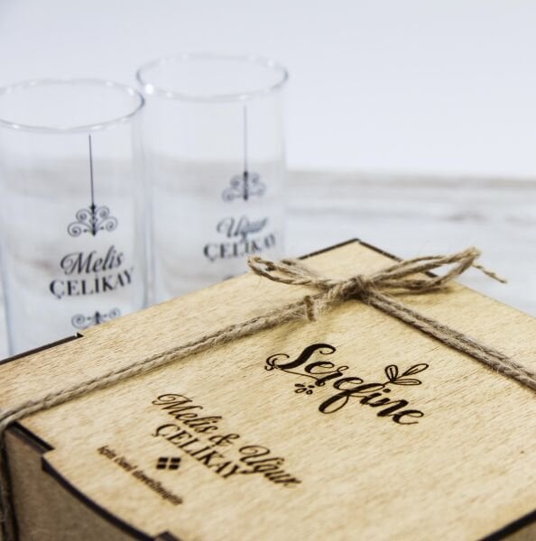 Ahşap Kutulu 2'li Rakı Bardağı Set