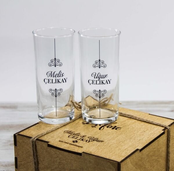 Ahşap Kutulu 2'li Rakı Bardağı Set