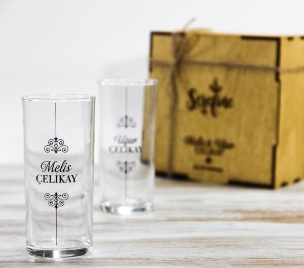 Ahşap Kutulu 2'li Rakı Bardağı Set