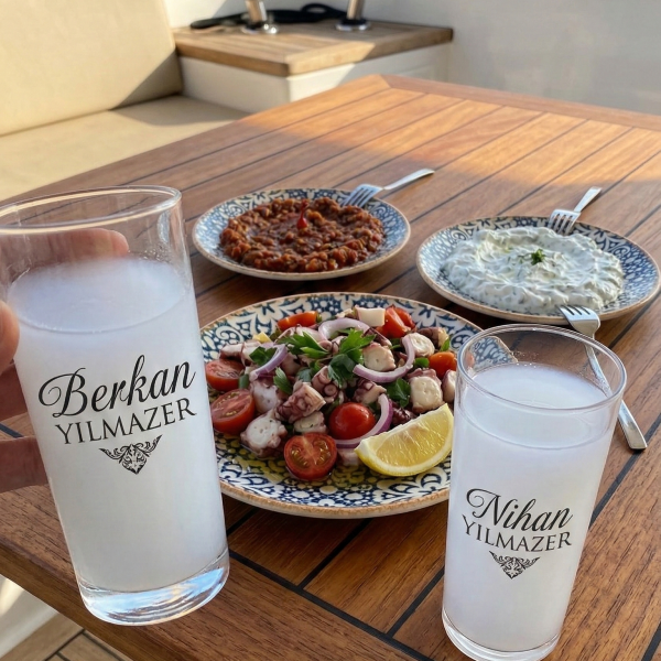 Oldy Ahşap Kutulu Rakı Bardakları - Kutu ve Bardaklarda İsim Baskılı