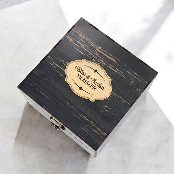 Oldy Ahşap Kutulu Rakı Bardakları - Kutu ve Bardaklarda İsim Baskılı