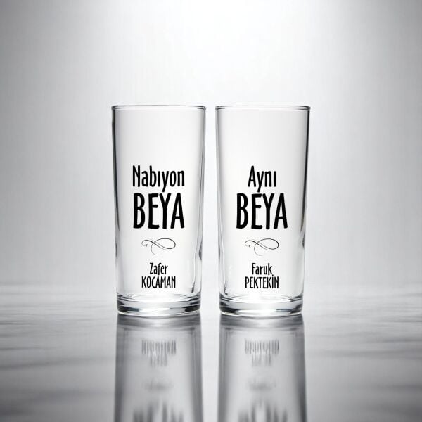 Nabıyon Beya Aynı Beya İsimli İkili Rakı Bardağı