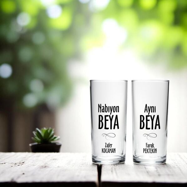 Nabıyon Beya Aynı Beya İsimli İkili Rakı Bardağı