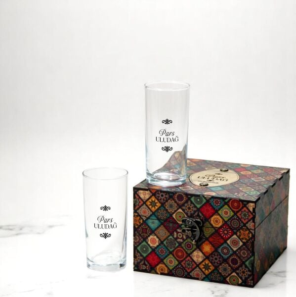 OTTO Etnik Ahşap Kutulu İkili Rakı Bardak Set