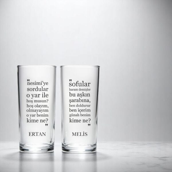 Nesimi İkili İsim Baskılı Rakı Bardağı