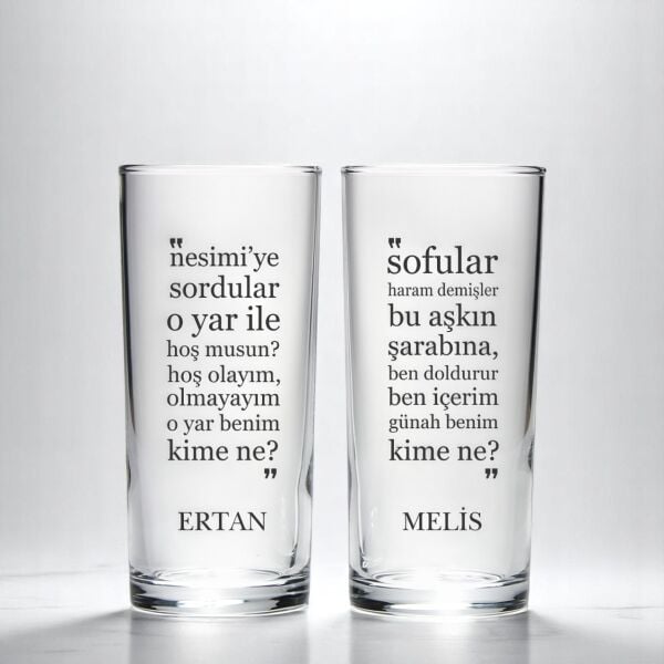 Nesimi İkili İsim Baskılı Rakı Bardağı