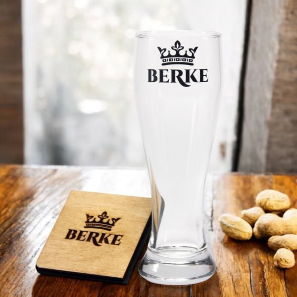 Kişiye Özel Baskılı Bira Bardağı ve Ahşap Bardak Altlığı
