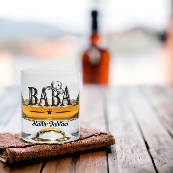Babalara Özel İsim Baskılı Paşabahçe Viski Bardağı