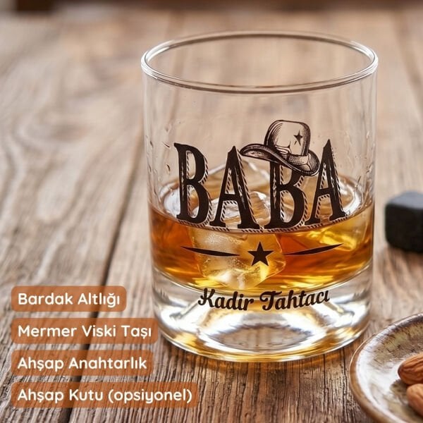 Babalar Günü Özel İsim Baskılı Paşabahçe Viski Bardağı