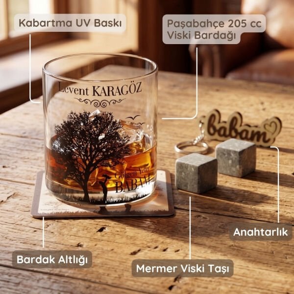 Gölgen Yeter Babam Kişiye Özel Viski Bardağı