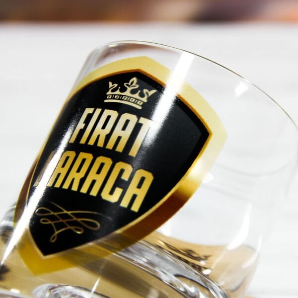 Royal Logo İsim Baskılı Viski Bardağı ve Bardak Altlığı