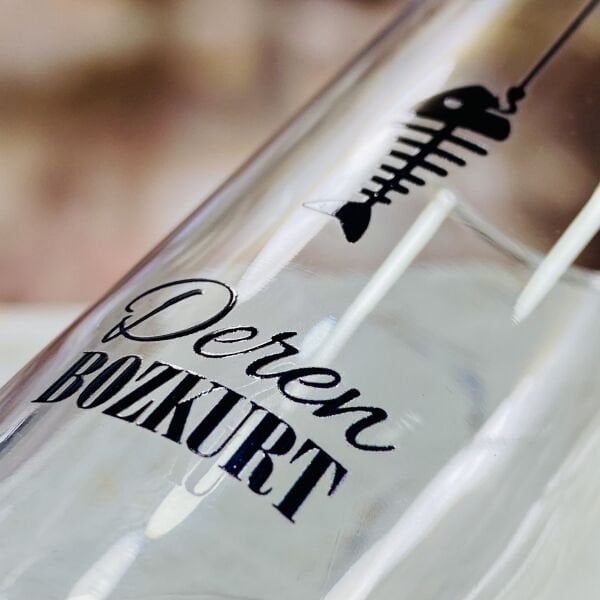 Balık Kılçık Temalı İsim Baskılı Rakı Bardakları