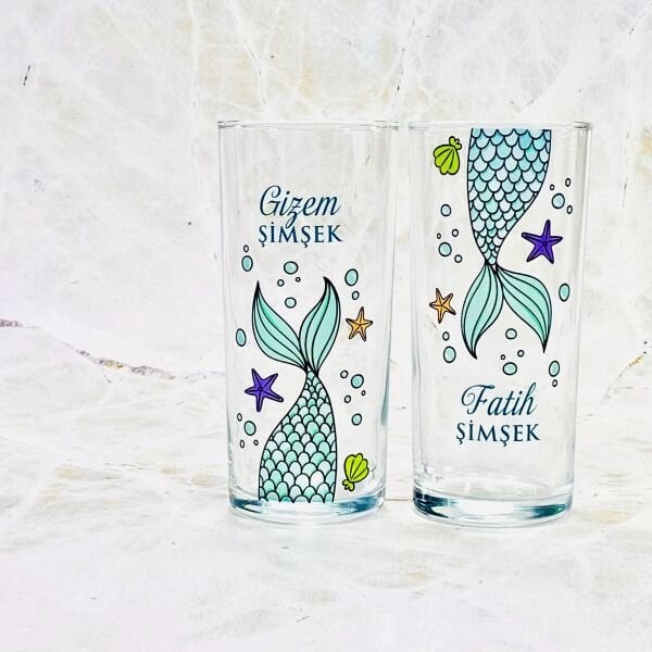 Rakı Bardağında Balık Olsam İkili Rakı Bardakları