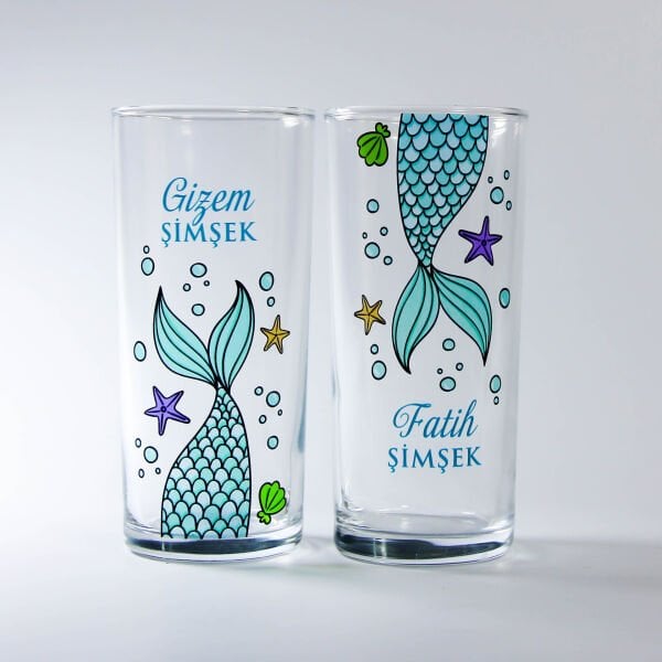 Rakı Bardağında Balık Olsam İkili Rakı Bardakları