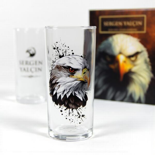 Kartal Figürlü İsim Baskılı İkili Rakı Bardağı