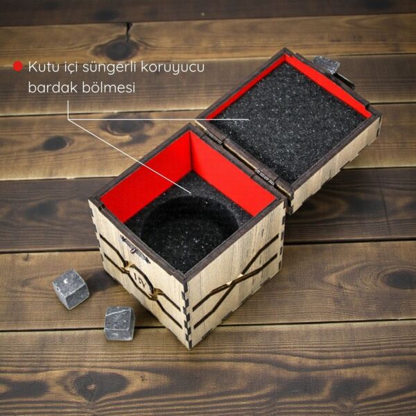 Ahşap Kutulu Özel Baskılı Paşabahçe Viski Bardağı