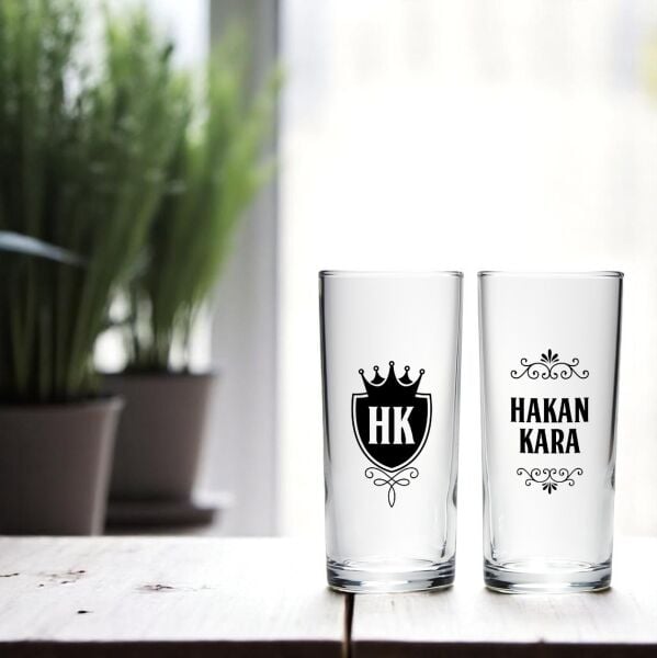 Baş Harf ve İsim Baskılı İkili Rakı Bardakları