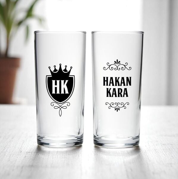 Baş Harf ve İsim Baskılı İkili Rakı Bardakları