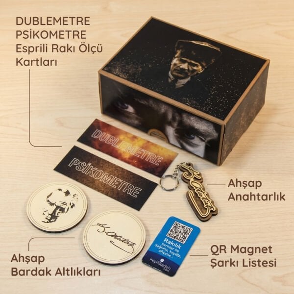 Atatürk Rakı Bardağı Hediyelik Set - Özel İsim Baskılı