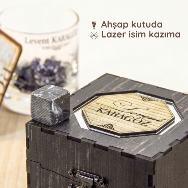 Gölgen Yeter Babam Ahşap Kutulu Kişiye Özel Viski Bardağı