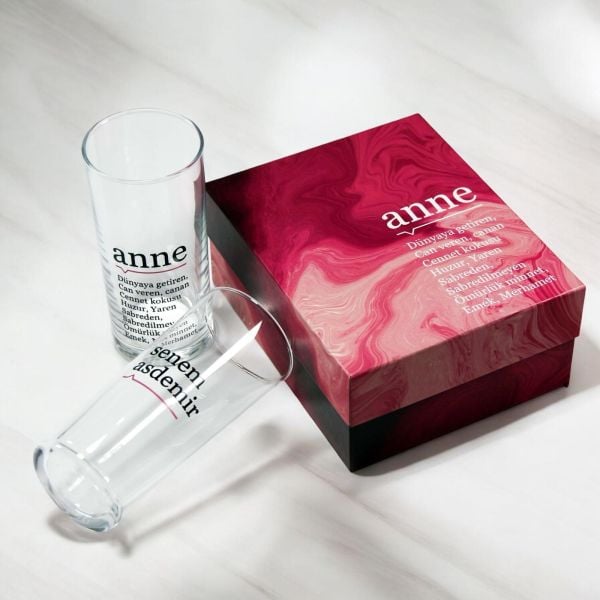 Lügat Anne Hediyelik Kutulu İsim Baskılı İkili Rakı Bardağı