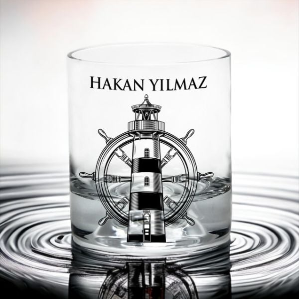 Deniz Feneri ve Dümen Kişiye Özel Paşabahçe Viski Bardağı