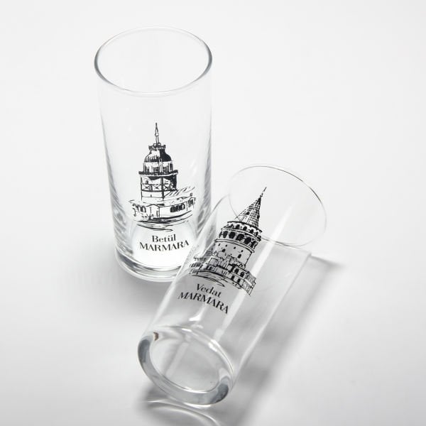 Galata ve Kız Kulesi İkili Rakı Bardağı
