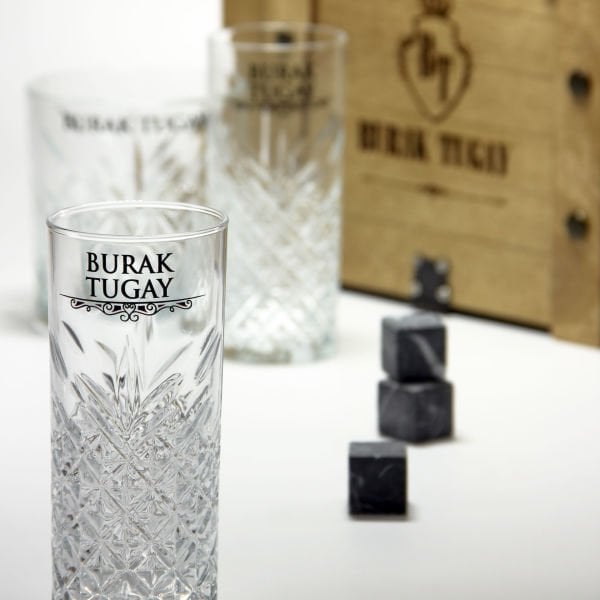 Angle Ahşap Kutulu Paşabahçe Viski ve Rakı Bardak Set